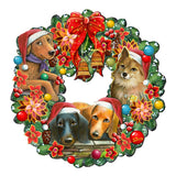 Christmas Friends Puppy Door Wreath by G. DeBrekht - Pets Dog and Cats Decor - 8185307-6H-SL