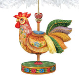 Carousel Rooster Christmas Wooden Ornaments by G. DeBrekht - Carousel Holiday Decor - 8114038