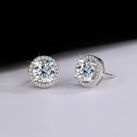 S925 Sterling Silver Moissanite Round Bag Three-piece Female Ring Necklace - Lootquake