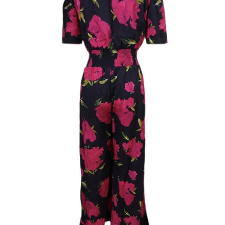 Ladies' One Shoulder Floral Print Waist Cinching Off Shoulder Sexy Fashion Jumpsuit - Lootquake