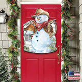 Cowboy Snowman Christmas Door Decor by D. Gelsinger - Christmas Santa Snowman Decor - 8121115H-1541