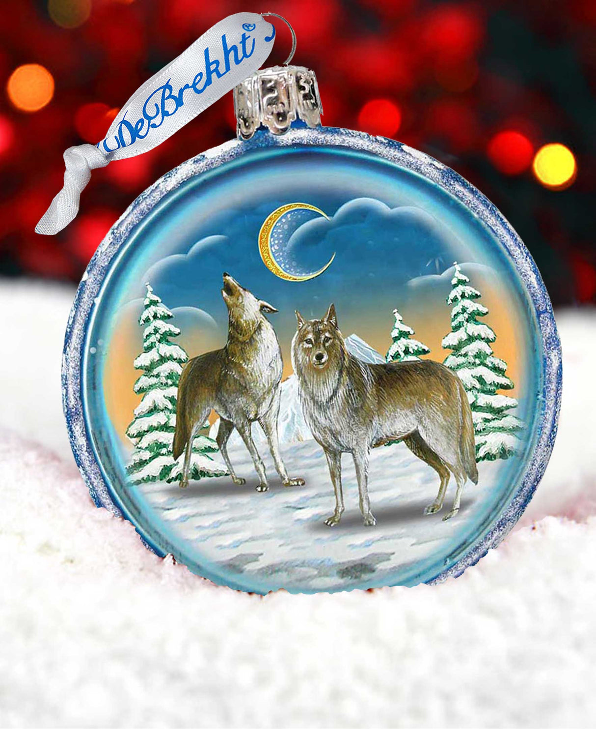 Adorno de vidrio con forma de lobo de G. DeBrekht - Decoración navideña con Papá Noel y muñeco de nieve - 759-011