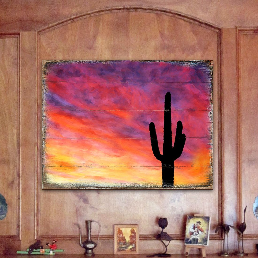 Cactus Art Wooden Wall Art by Nature Wonders - Nature Wildlife Decor  - 95241B