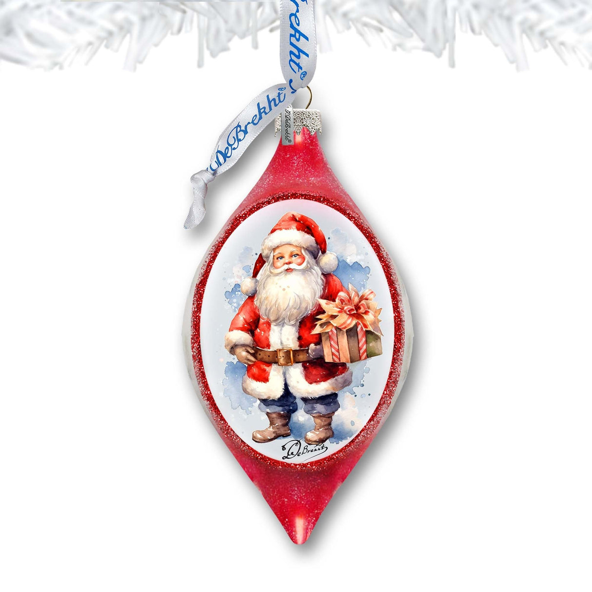 Magical Moments Santa Drop Glass Ornament by G. Debrekht - Christmas Santa Snowman Decor - 757-046
