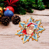 Santa's Smile Snowflake Wooden Ornaments Set of 3 by G. Debrekht - Christmas Decor - 8090148-S3