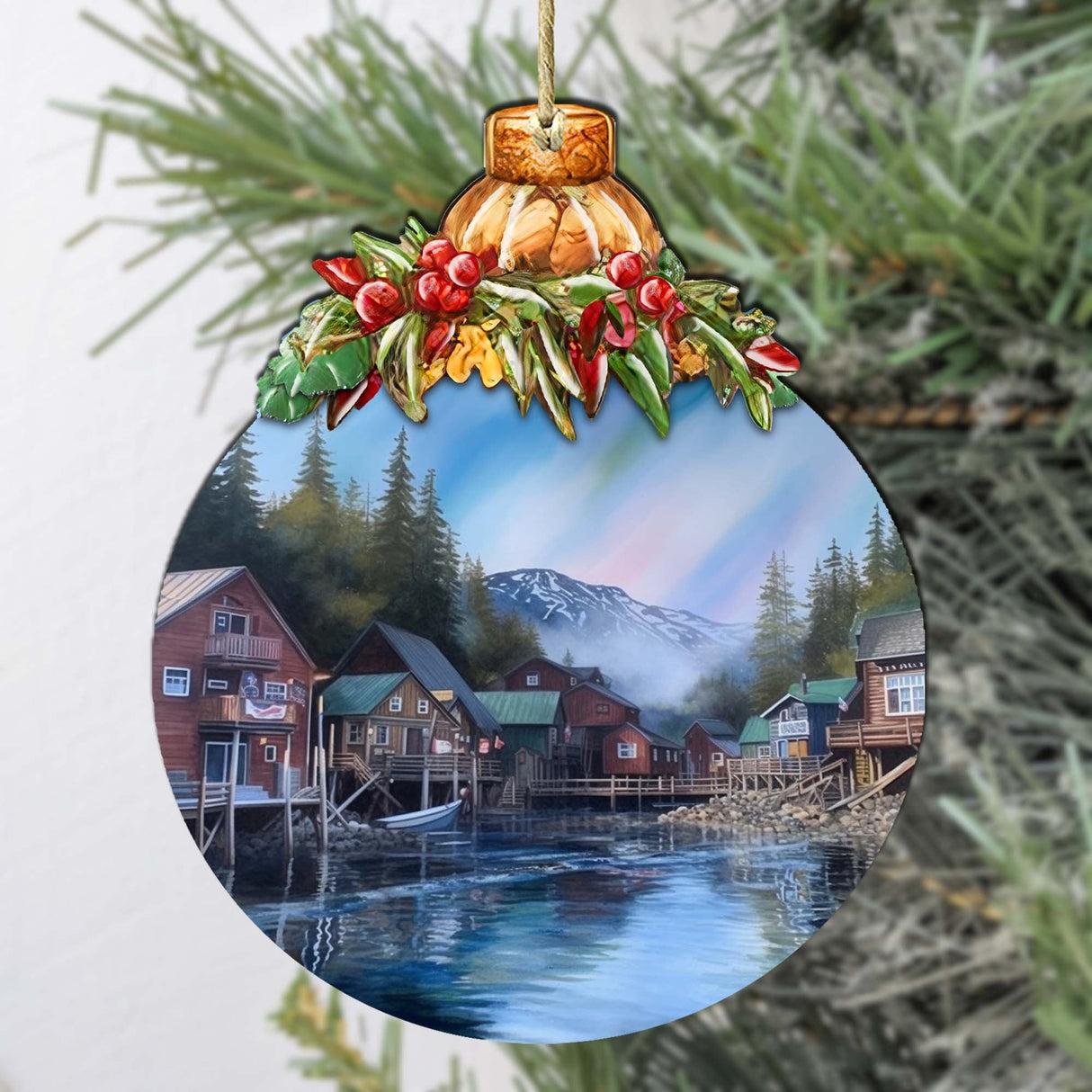 Arctic Mountain Homes Wooden Ornaments by G.Debrekht - Wildlife Holiday Decor - 870014