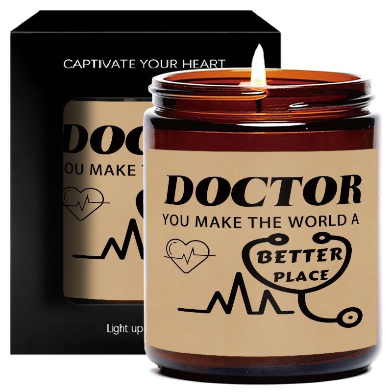 Glass Doctor Themed Lavender Scented Candle - Appreciation Gift for Medical Professionals, Future & Country Doctors, Retirement & Birthday Present, No Electricity Needed, Ideal for Men & Women