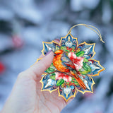 Forest Bird Snowflake Wooden Ornaments by G. Debrekht - Nature Wildlife Decor - 8688412