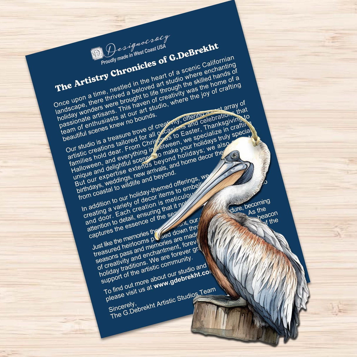 Pelicans Decorative Wooden Ornaments of 3 by G. Debrekht - Coastal Decor - 8091014-S3