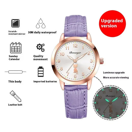 Women's Luminous Quartz Watch With Simple Waterproof Belt - Lootquake