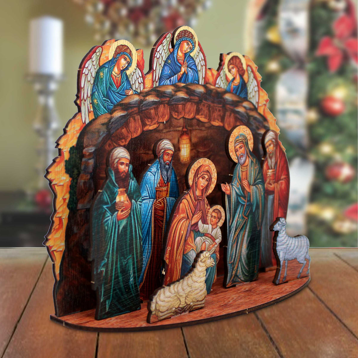 Orthodox Nativity Scene with Angels Decorative Village Set by G. Debrekht Nativity Holiday Decor - 852762