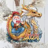 Adornos de madera de Papá Noel con dragón de G. Debrekht - Decoración navideña - 8611088-24