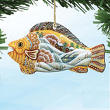 Native Fish Christmas Wooden Ornaments by G. DeBrekht - Coastal Holiday Decor - 8126132