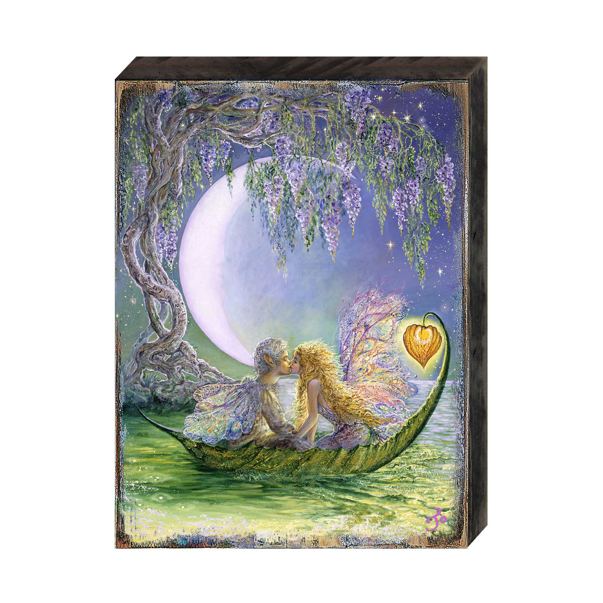 Arte de pared de madera con fantasía de luna de glicina de Josephine Wall - Decoración de fantasía - 852141-JW