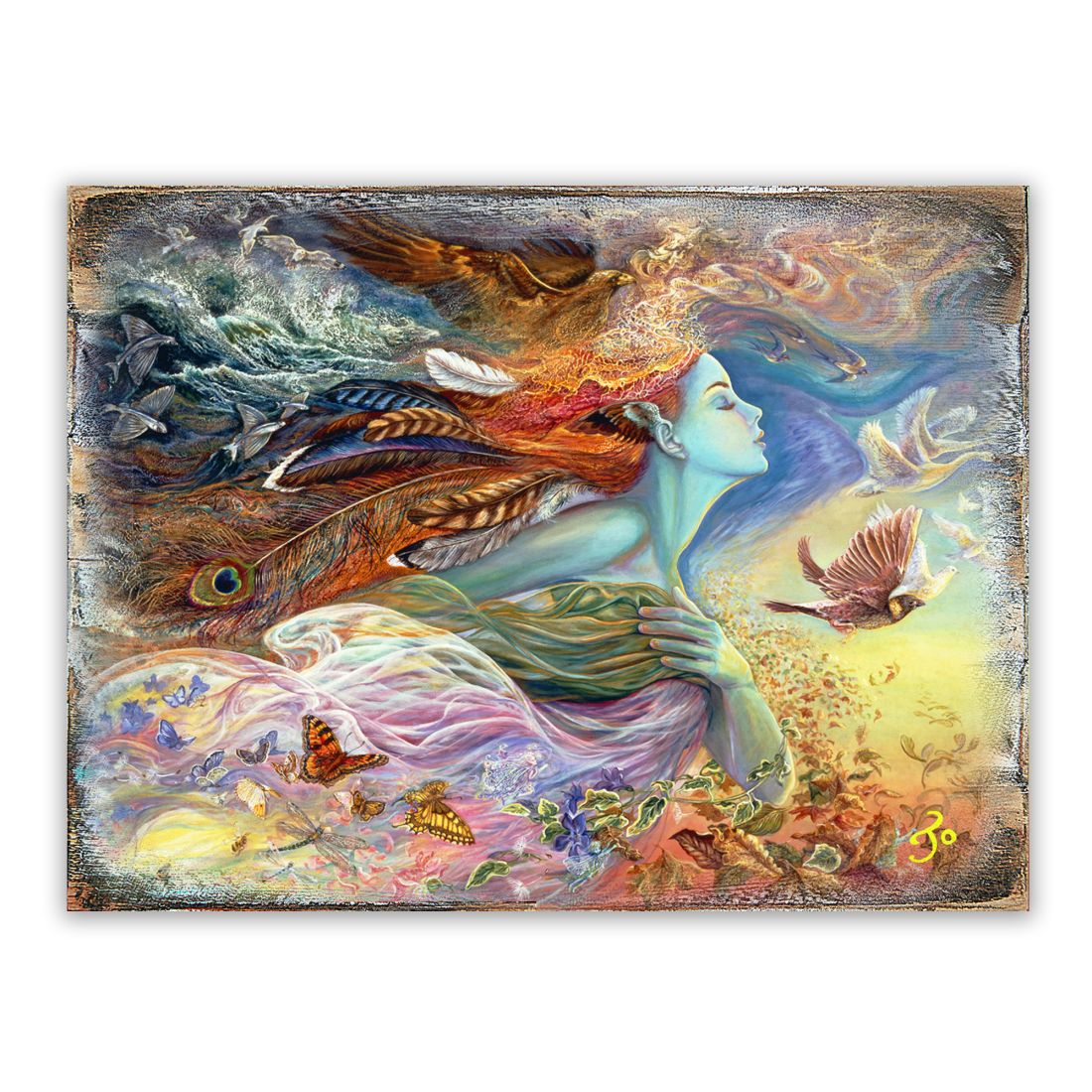 Spirit of Flight Fantasy Wooden Wall Art by Josephine Wall - Fantasy Decor - 852144-JW