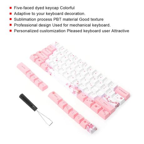PBT Mechanical Keycaps with Cherry Blossom Design - Lootquake