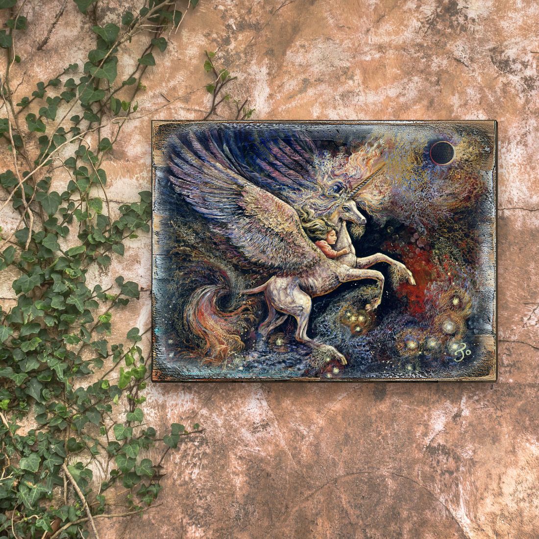 Unicorn Pegasus Fantasy Wooden Wall Art by Josephine Wall - Fantasy Decor - 852140-JW