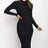 New Style Women's Suits Sweater Dresses Women's Solid Color Backless Bow Tight Dresses - Lootquake