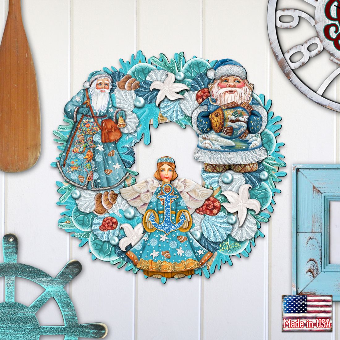 Coastal Sea Treasure Holiday Door Wreath by G. DeBrekht - Coastal Holiday Decor - 8185306-4H