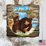 Bear Cabin Christmas Wooden Ornaments by G. DeBrekht - Wildlife Holiday Decor - 8114081