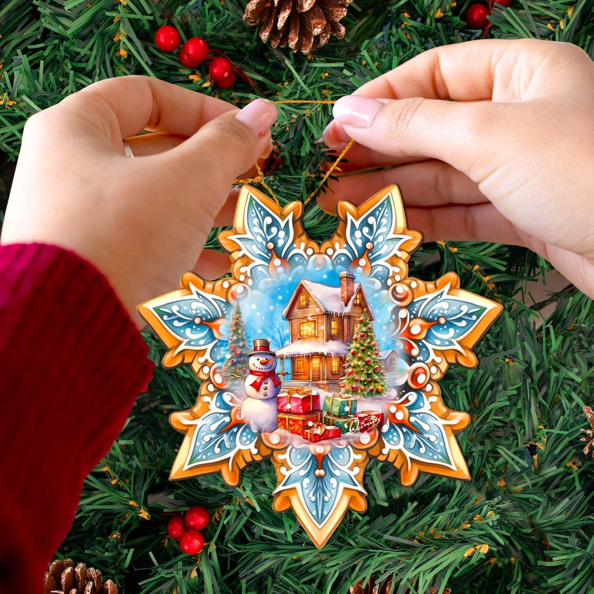 Adornos de madera con forma de copo de nieve de G. Debrekht - Regalos para muñecos de nieve - Decoración navideña de Papá Noel - 8688404