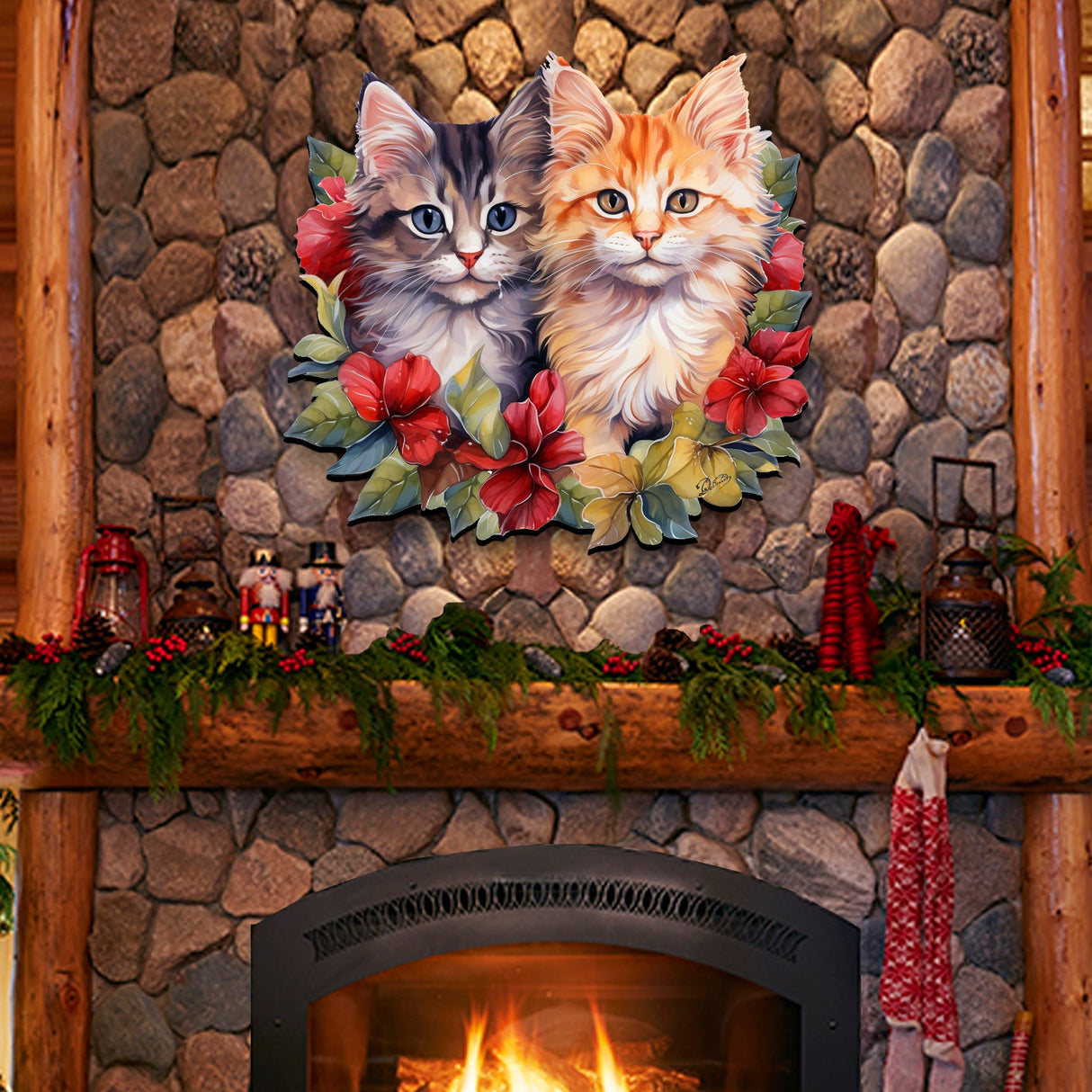 Cute Kittens Holiday Door Decor Wall Decor by G. Debrekht - Pets Decor - 8611091H