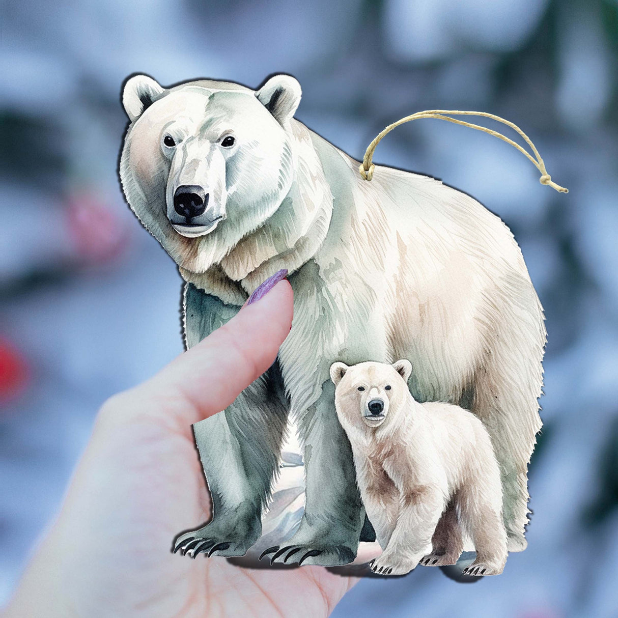Polar Bear with Cub Wooden Ornaments by G.Debrekht - Wildlife Holiday Decor - 8710105-3