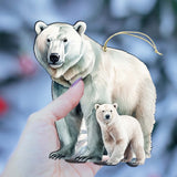 Polar Bear with Cub Wooden Ornaments by G.Debrekht - Wildlife Holiday Decor - 8710105-3