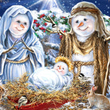 Snow Family Nativity Art Wooden Wall Art by D. Gelsinger - Christmas Santa Snowman Decor - 95675B-DG