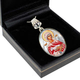 Icon of The Virgin Mary Silver Plated Mother of Pearl Necklace Jewelry - 43025