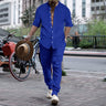 Men's Striped Hengli Collar Shirt Trousers - Lootquake
