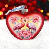 Flamingo Love Heart Glass Ornament by G. Debrekht Christmas Decor - 753-013