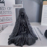 Gothic Dark Witch Scented Candle: Mysterious Female Mage Seated Statue Candle - Elden Ring Witch Design, No Electricity Required, Wax and Gelatin Material