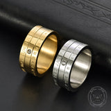Calendar Diamond Stainless Steel Spinner Ring