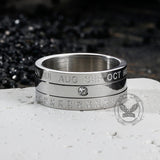 Calendar Diamond Stainless Steel Spinner Ring