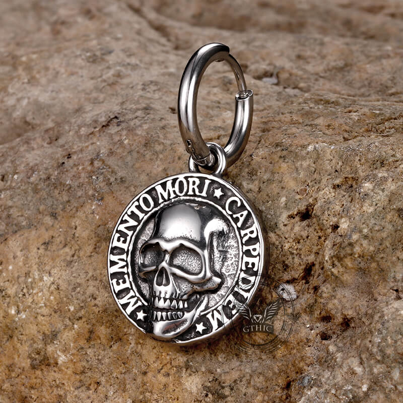 Pendientes de acero inoxidable con calavera Carpe Diem