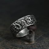 Cat In Flowers Alloy Ring