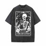 Cat Lover Skeleton Tarot Card Vintage Washed T-shirt
