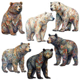 Bear Parade Decorative Wooden Magnets Set of 6 by G. Debrekht - Wildlife Decor - 8090106G-S6