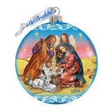 Nativity Ball in Blue Glass Ornament Limited Edition by G. DeBrekht - Nativity Holiday Decor - 73863