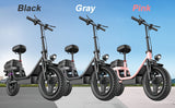 Trottinette électrique pour adultes, avec siège, moteur 740 W, autonomie jusqu'à 32 km/h, batterie 48 V 56,4 V 15 Ah, pneu 14 pouces, avec boîte arrière.