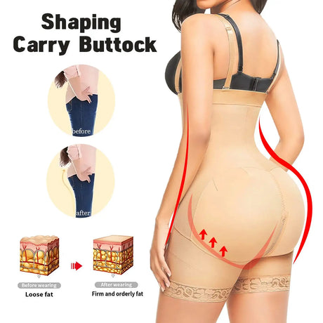High Waisted Body Pants Crotch Zipper Tummy Lifting Pants Waist Trimming Shapewear Bodysuit Enhancement - Lootquake