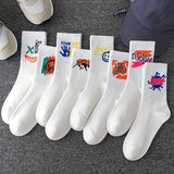 3/6/8/10/12 paires de chaussettes mi-longues avec graffitis et peinture au pistolet pour une mode, un confort et une durabilité personnalisés