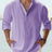 Men's Linen Stand-up Collar Long Sleeve T-shirt Loose Undershirt - Lootquake