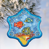 Adorno de cristal con forma de copo de nieve de estrella de mar, decoración de vida silvestre - 754-002 de G. DeBrekht Coastal