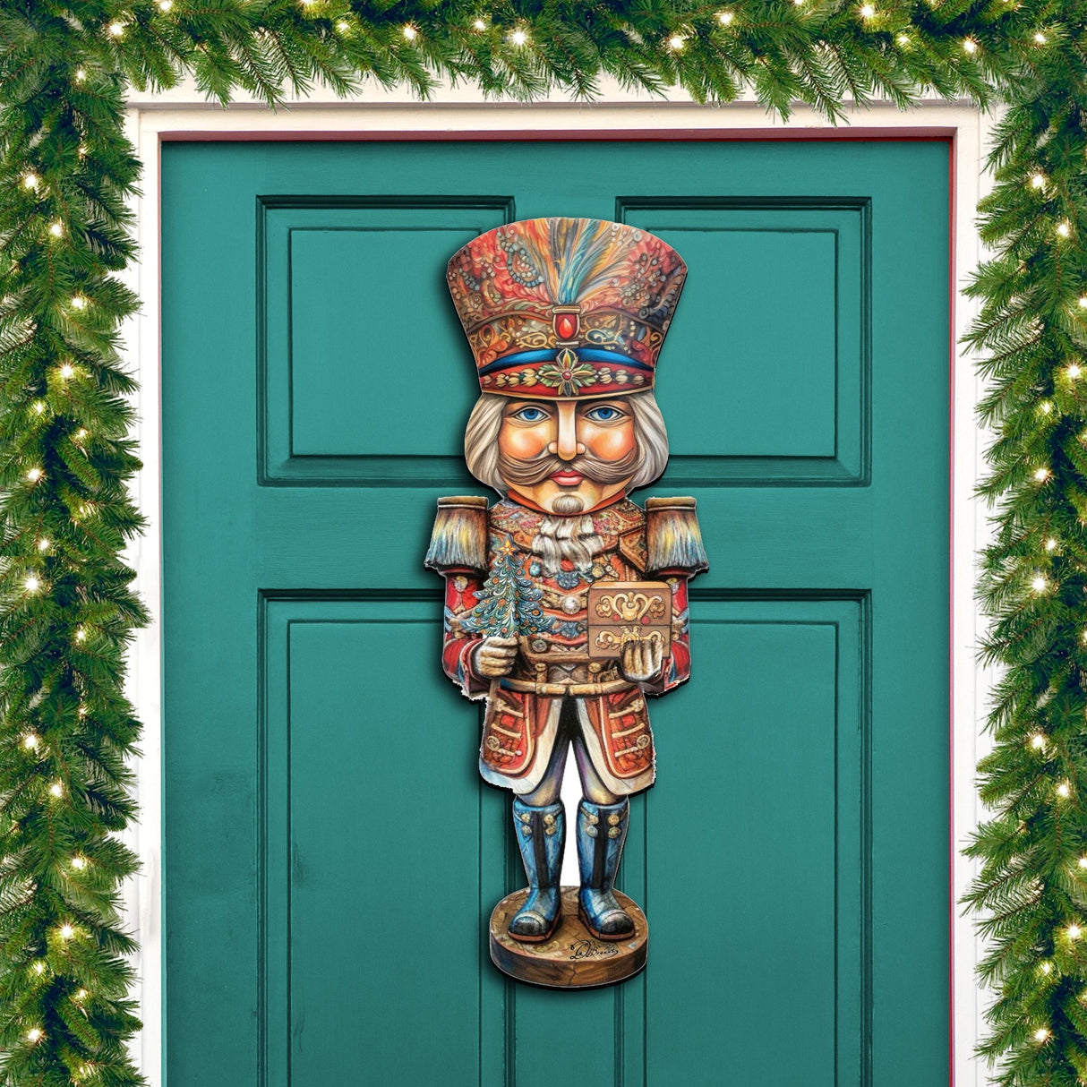 Decoración navideña para puerta con el Príncipe Cascanueces de G. Debrekht - 8611060H
