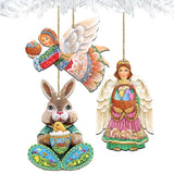 Easter Bunny Family Wooden Ornaments Set of 3 by G. DeBrekht - Easter Spring Décor - 8100018S3