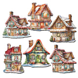 Dream Houses Decorative Wooden Magnets Set of 6 by G. Debrekht - Christmas Decor - 8090029G-S6