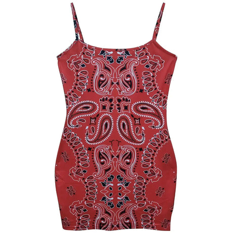 Ladies' Fashionable Cashew Print Sexy And Hot Hip Hugging Suspender Dress - Lootquake