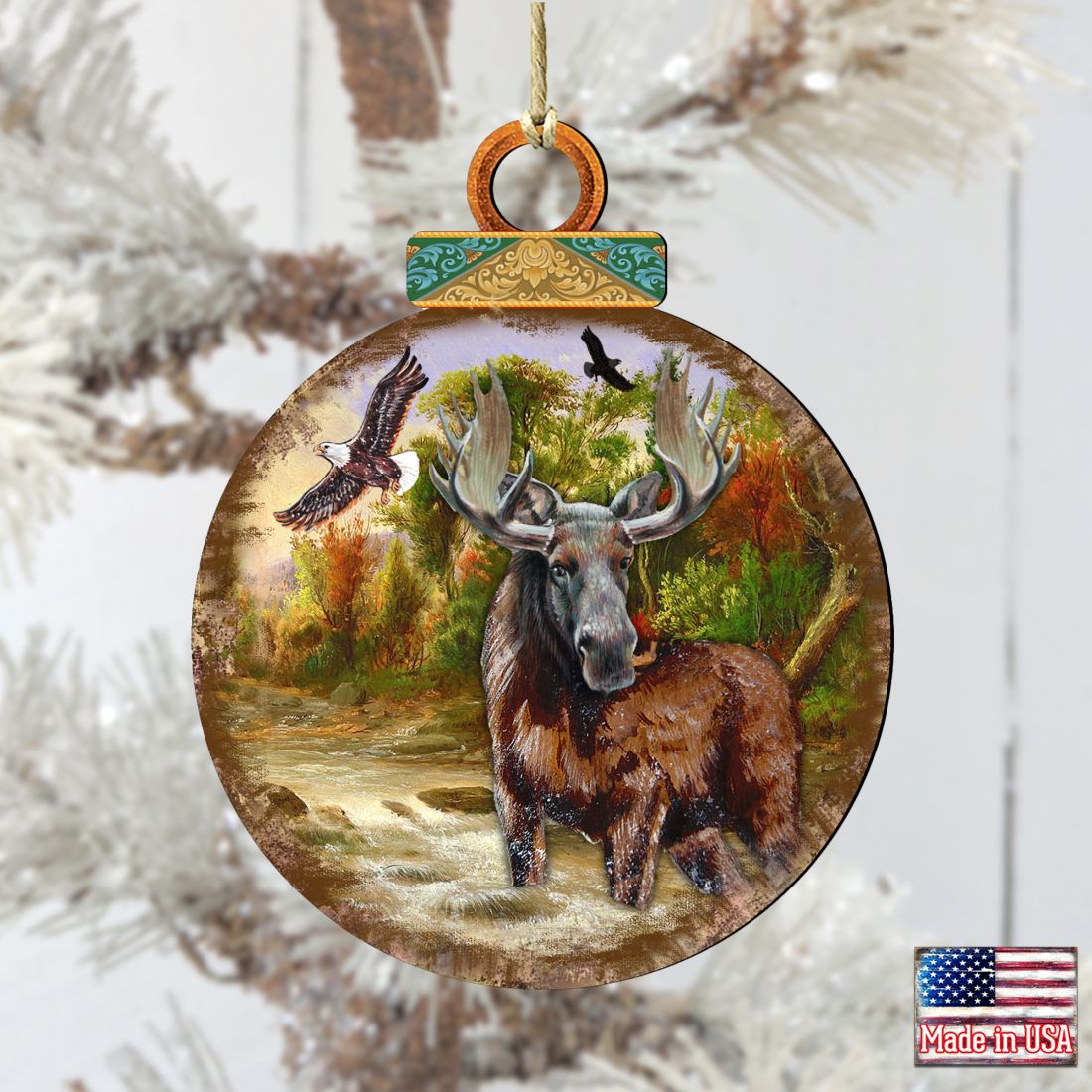 Adornos de madera con forma de bola de alce de G. DeBrekht - Decoración navideña con temática de vida silvestre - 8025215